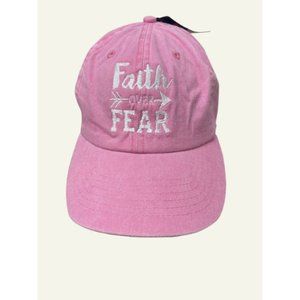 Fait over fear Hat for Women, Pink Denim Bling Hat